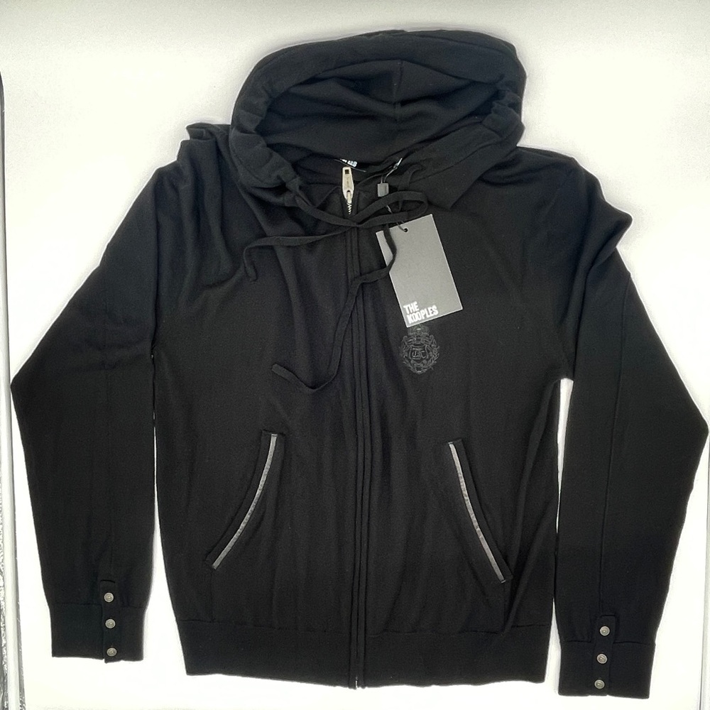 THE KOOPLES Wool Hooded Cardigan Mens M Black NWT